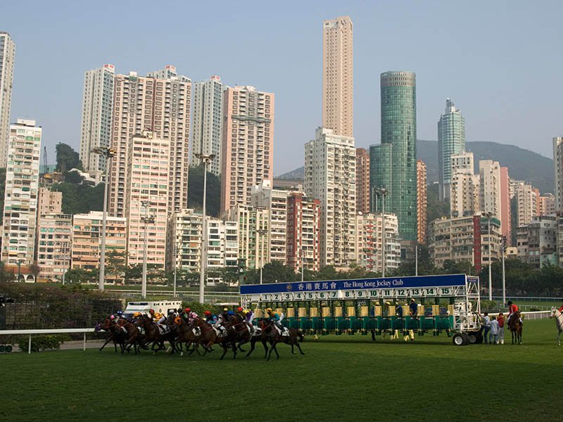 Bustling Hong Kong provides a stunning backdrop to the Happy Valley Racecourse, originally built in 1845 to offer horse racing to Britons living in the former colony.