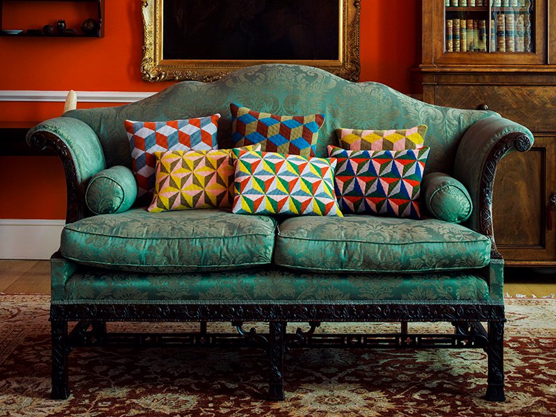 London boutique Pentreath & Hall is among the interior design specialists that have featured cushions crafted by prisoners as part of the Fine Cell Work social enterprise. Photograph: Simon Bevan