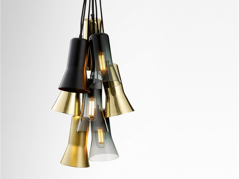 Made in Melbourne, the fluted Silhouette pendant by Australian designer Ross Gardam is available in colored glass, copper, brass, or aluminum, and can be hung alone or grouped in an array of configurations.