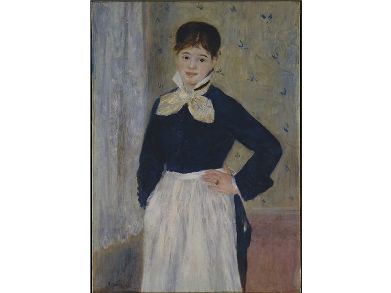 A Waitress at Duval's Restaurant (1875) by Auguste Renoir depicts a waitress who worked at one of several Parisian restaurants established by a butcher named Duval. These “offered a limited and affordable menu,” according to an 1881 guidebook, and were likely visited by Renoir.