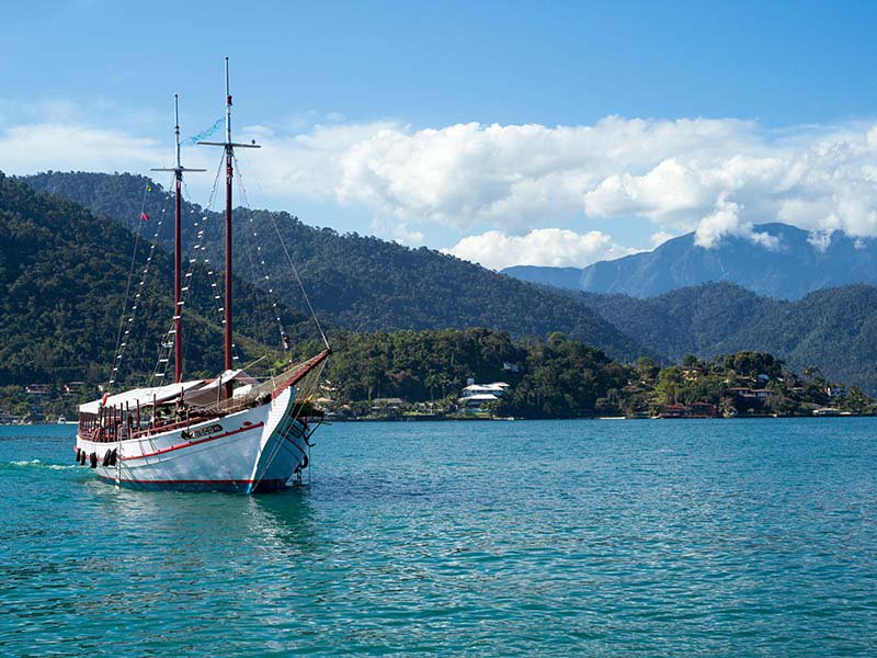 Only locally registered boats are permitted in the waters around Angra dos Reis, but there are plenty of companies chartering vessels to take visitors from island to island. Photograph: Alamy.