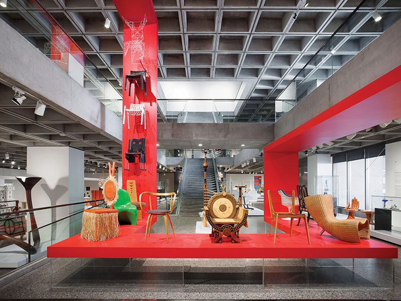 The Liliane and David M. Stewart Pavilion in the Montréal Museum of Fine Arts is dedicated to decorative art and showcases over 900 objects, including furniture, glass, silver, textiles, ceramics, and industrial design. Photograph: Liliane and David M. Stewart Pavilion, level 1. The Montréal Museum of Fine Arts. Photo: Marc Cramer.