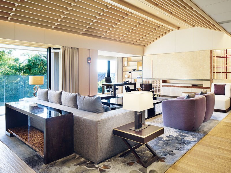 Inside one of the stylish and luxurious suites at Four Seasons Hotel Residences Kyoto, Japan, designed by HBA Residential Hirsch Bedner Associates.