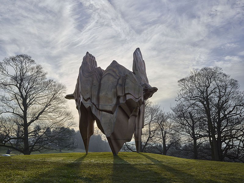 The 16-foot-tall (4.9 m) Caldera, by leading British sculptor Tony Cragg, at Yorkshire Sculpture Park. The venue’s indoor gallery recently hosted the biggest UK exhibition of his work to date. Tony Cragg, Caldera, 2008. Bronze, 480 x 372 x 342cm. Courtesy the artist and Yorkshire Sculpture Park. Photograph: Michael Richter.