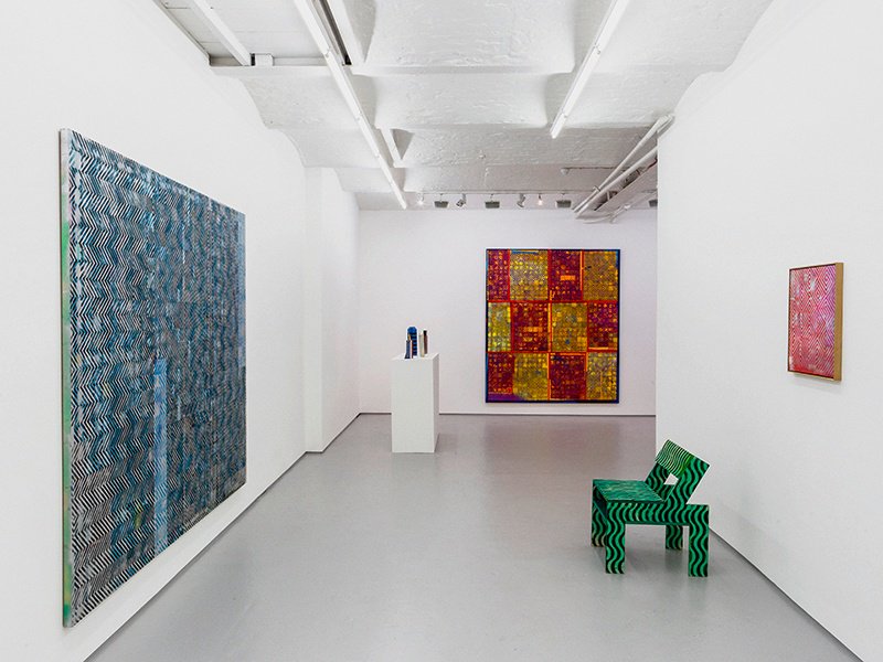 The FOLD gallery with the completed exhibition by Dominic Beattie, featuring Track, Four String, Four String Glitched and Rattlesnake Chair. Photograph: Chris Terry.