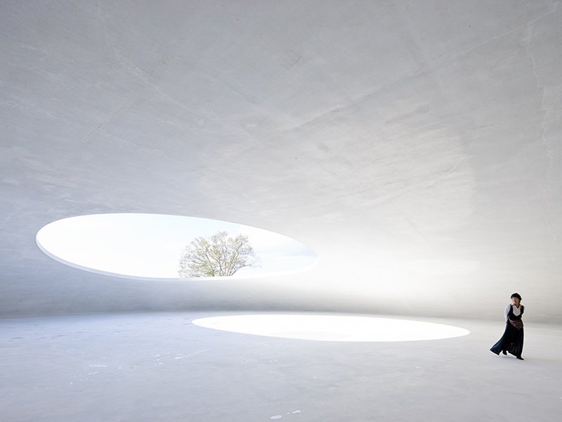 Teshima Art Museum on the island of Teshima, Japan, makes use of open spaces and light in a way that perfectly complements Iwan Baan’s photographic style. The museum was designed by architect Ryue Nishizawa and contains a single artwork, Matrix, by the sculptor Rei Naito. Photograph: Iwan Baan.