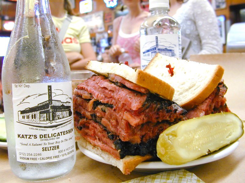 Visitors to New York City flock to Katz’s Deli to enjoy one of its famous pastrami sandwiches, often described as the best in Manhattan. Photograph: Katz’s Delicatessen.