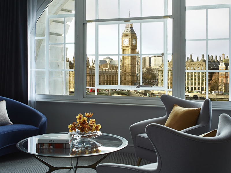 A cosy reading corner with views of London's Big Ben
