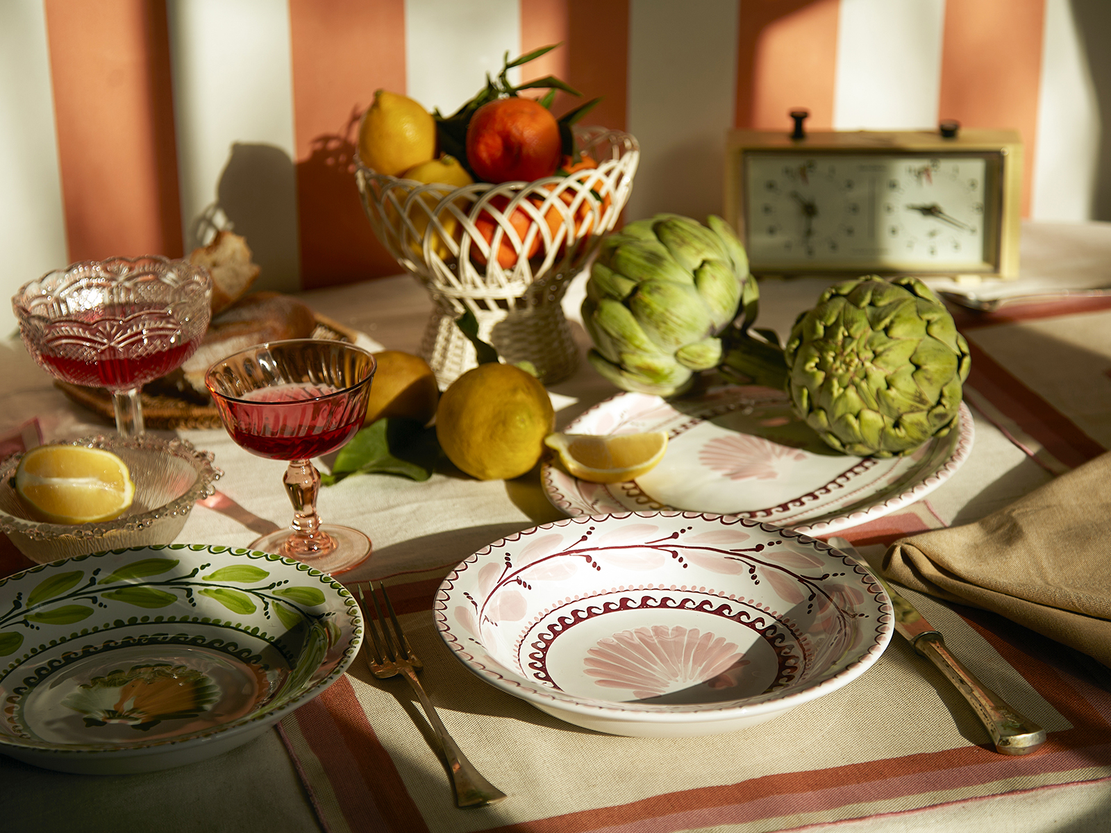 A tablescape using items created by designer Gergei Erdei