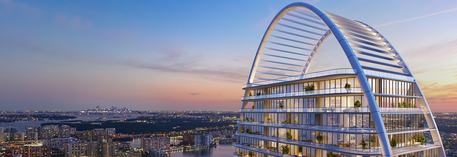 CGI render of top of new residential building in Miami